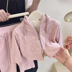 Girls Coat +Pants Kids Suits 2PCS/Set Cotton 2024 Cool Spring Autumn Cotton Tracksuit School Suits Christmas Gift Children Cloth