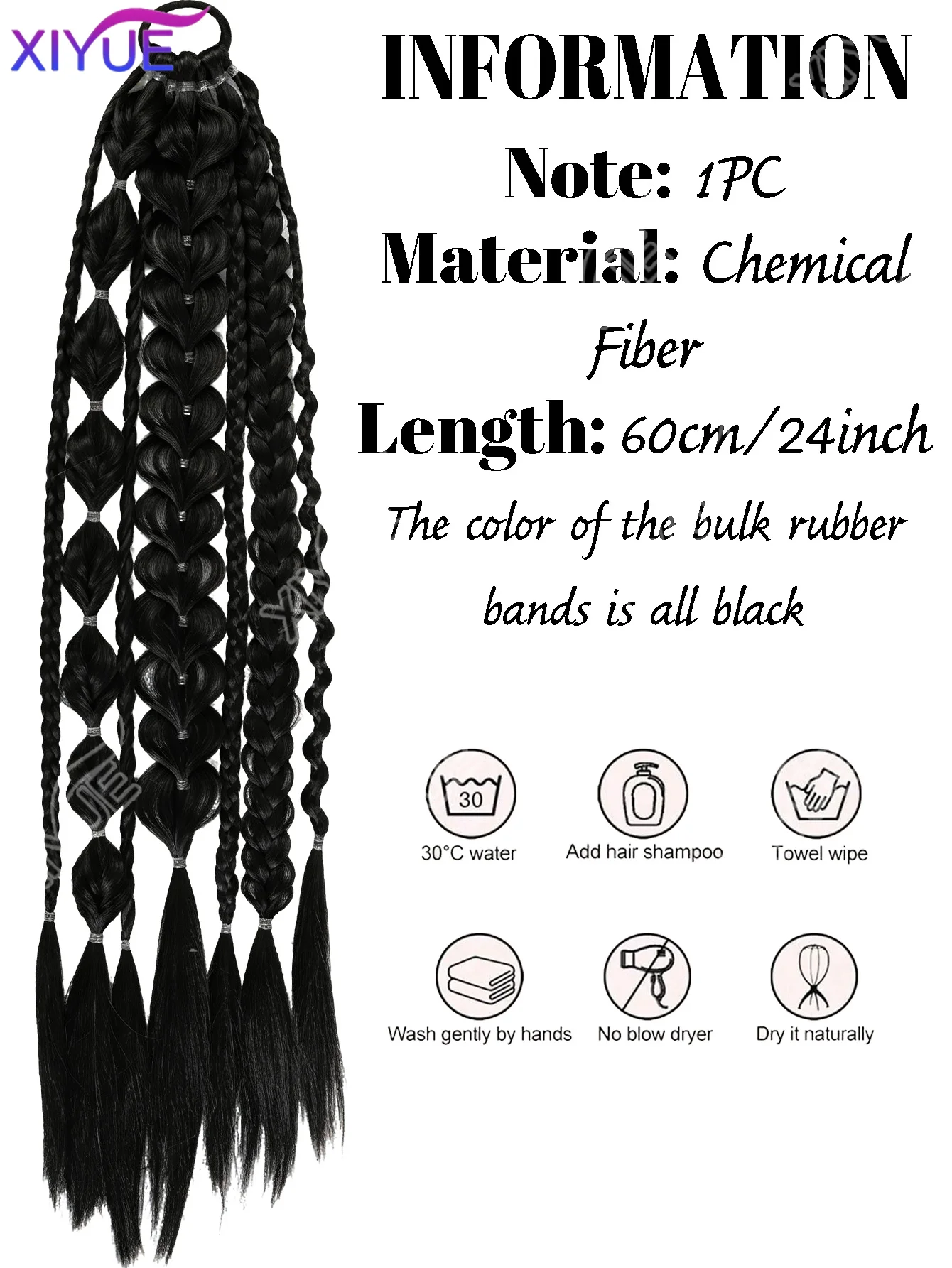 XIYUE 24 Inch Synthetic Fiber Handmade Mixed-Color Lantern Bubble Twist Braids – Daily & Vacation Style Hair Extensions XY