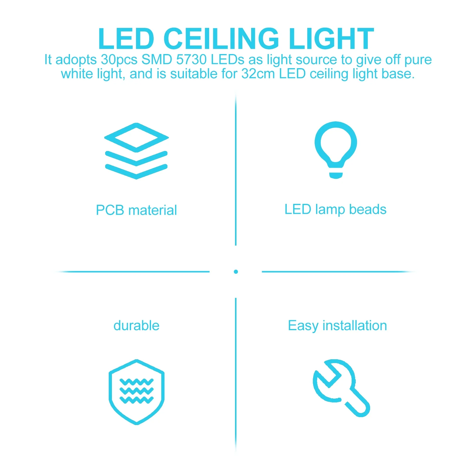 Led Light Board Panel 15W 220V-240V Smd 5730 30-Led Magnetic Round Ceiling Light Flush Mount Kit For Circular Lighting Fixtures