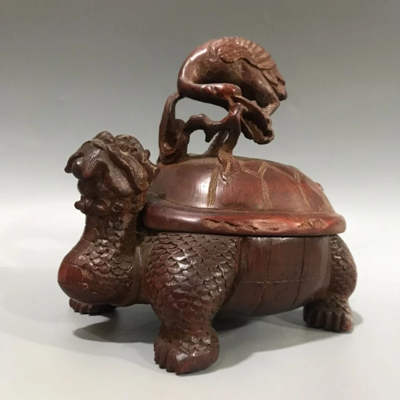 Boutique high-end root carving crane dragon turtle incense burner ornament collection