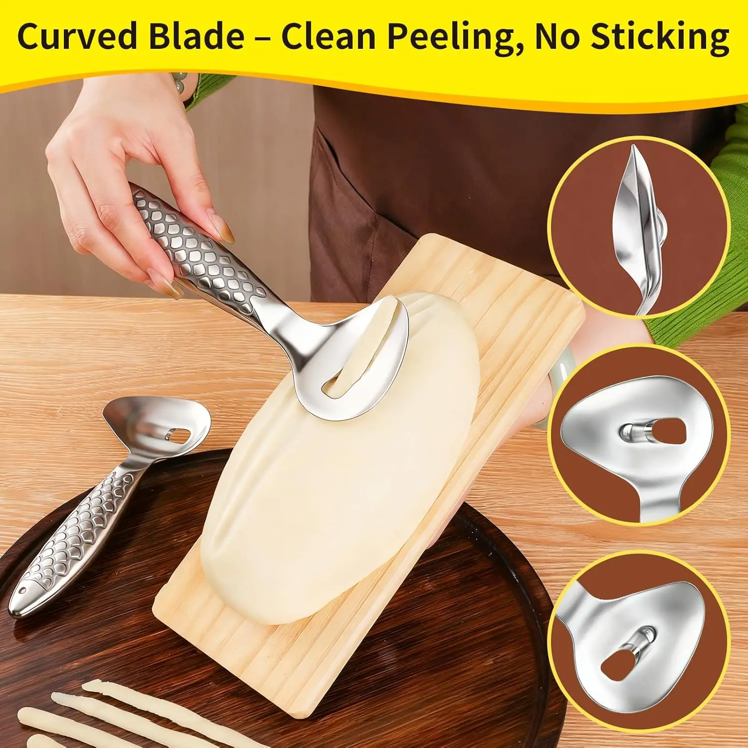 non-slip handle Stainless Steel Shaving Knife Household Noodle Tools Sliced Noodles Artifact Pasta Tools Noodle Cutter Metal Dou