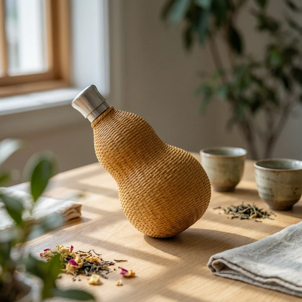 Gourd-Shaped Vacuum Bottle Carrying Cord Gourd Water Bottle Double-Bulb Body Travel Friendly