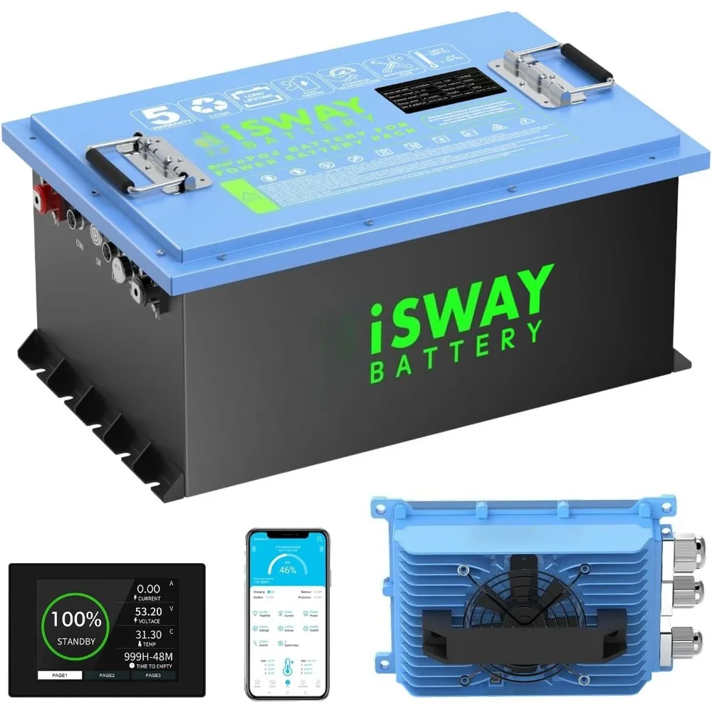 48V 105Ah Lithium Golf Cart Battery with 48V 20A Charger,Built-in Smart 200A BMS,MAX 10.24 kW and 4000+ Cycles Charging