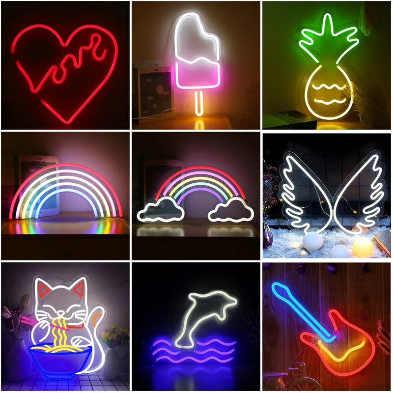 LED Acrylic Neon Lights with Customizable Creative Texts for Party and Holiday Decorations for Christmas, Halloween, Birthday