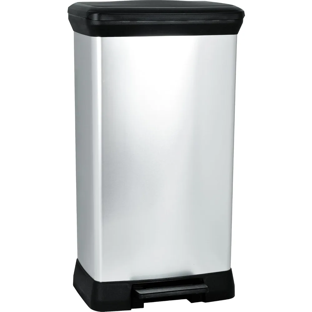 Silver Metallic CURVER DECOBIN Plastic Waste Bin