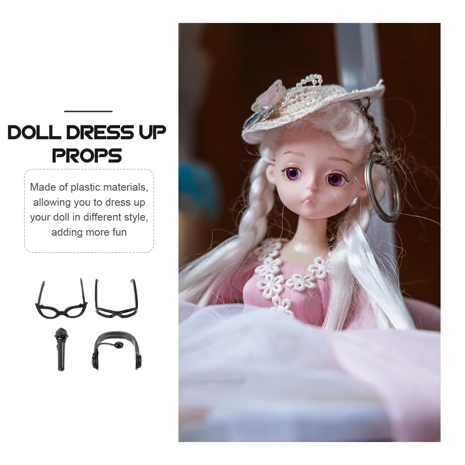 1 Set Mini Headset Plastic Earphone Props Fashionable Dress Glasses Costume Accessories DIY Decorative Microphone Pretend Play