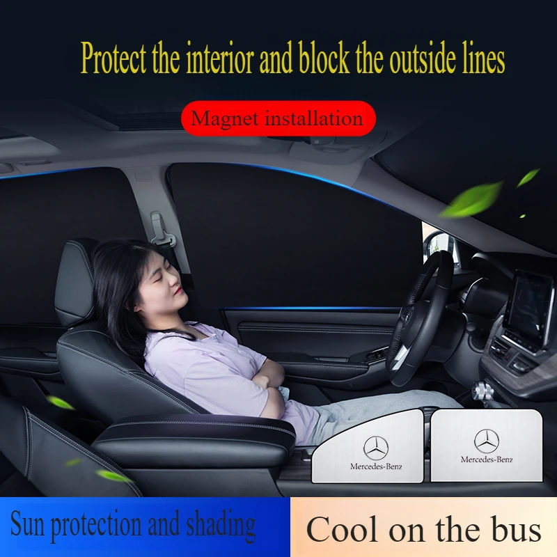 

Car sunshade curtain, front windshield sunshade curtain, foldable storage magnetic car sunshade curtain
