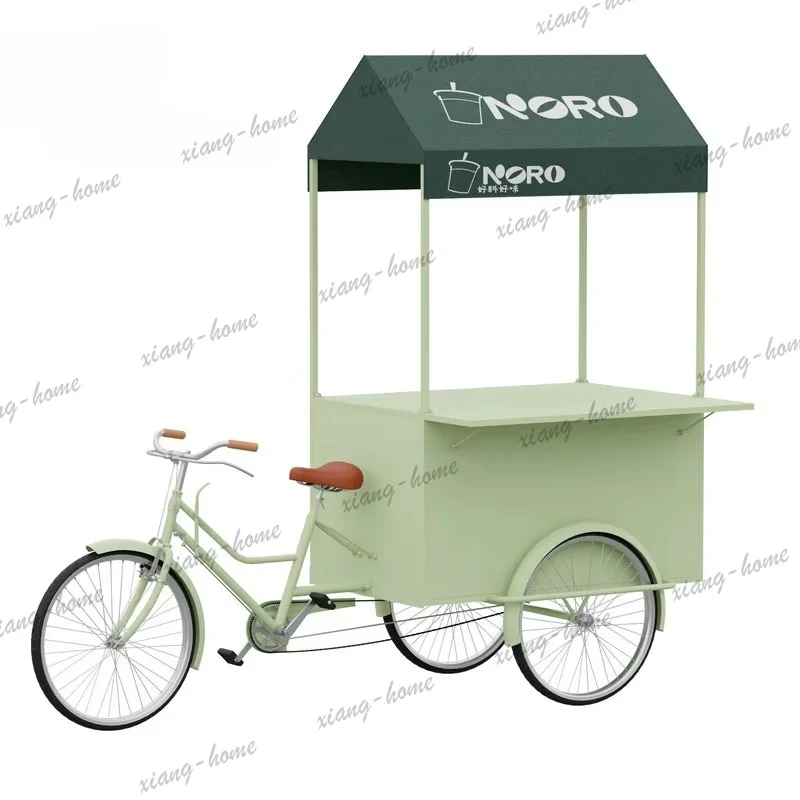 PG custom.Outdoor Night Market Stall Beverage Car Three Wheeled Iron Art Float Food and Snack Market Stall Sweets