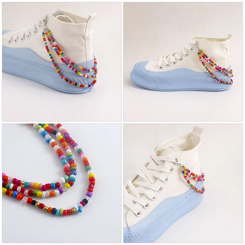 

1Pair Multi-Layer Beaded Shoe Chains for Women Bohemian Layered Charm Decorative Sneakers Boot Accessories