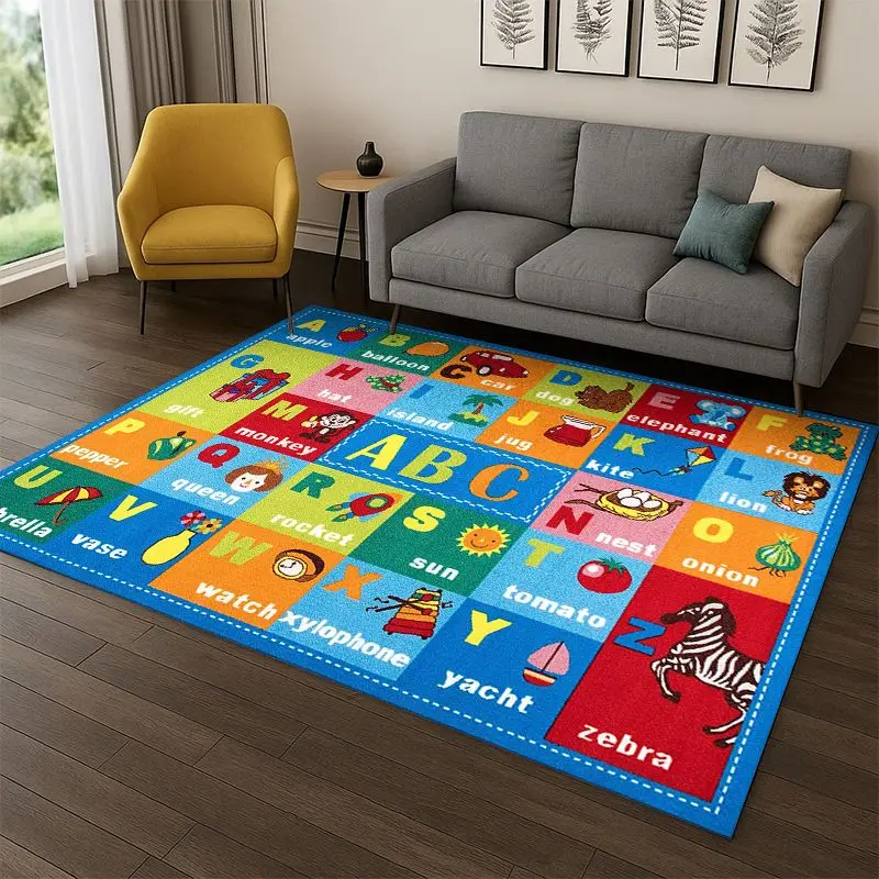 Alphabet ABC Early Education Cartoon Kids Playroom Children Crawling Carpet Rug for Bedroom Living Room Sofa Non-slip Home Decor
