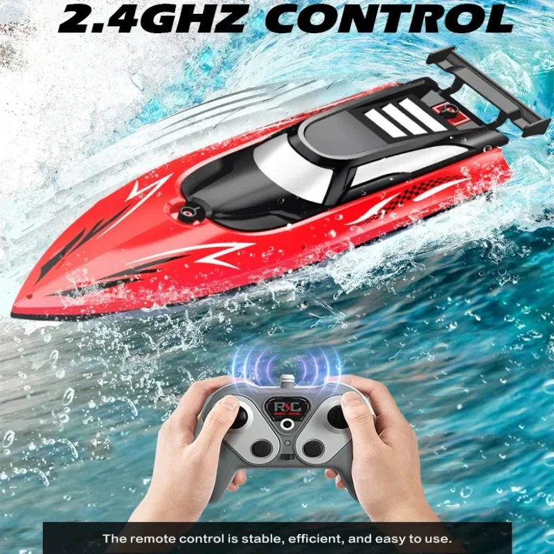 2.4G RC Boat High Speed Remote Control Racing Boat Dual Motor Waterproof Electric Pool Toy 20Min Play 50M Range Kids Summer Gift