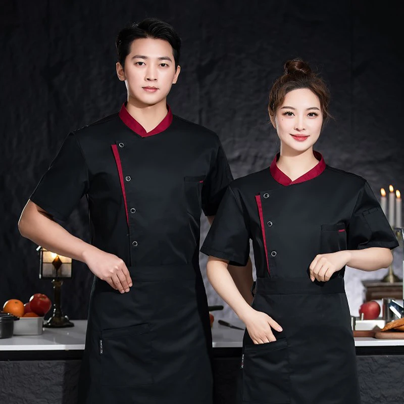 Heren Chef-Koksjack Bakkerij Café Ober Uniform Kookkleding Tops Professionele Chef-Kok Kleding Zomer Keukenjas