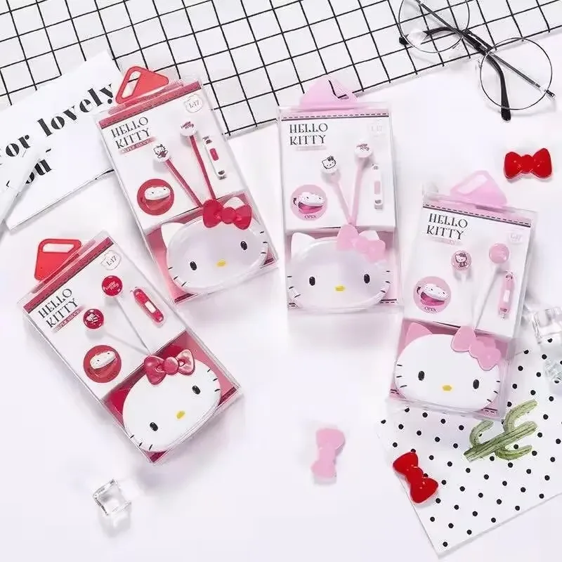 

Sanrio Hello Kitty 3.5mm Wired Headphones Anime Character Bass Stereo Headphones Gym Sports Headphones with Microphone Stereo