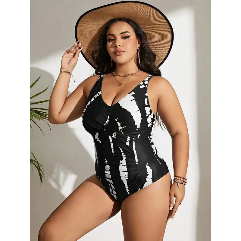 2026 New Plus Size Women Push Up High Waisted Monokini One Piece Bikini Tummy Control Swimwear Beach Swimsuit