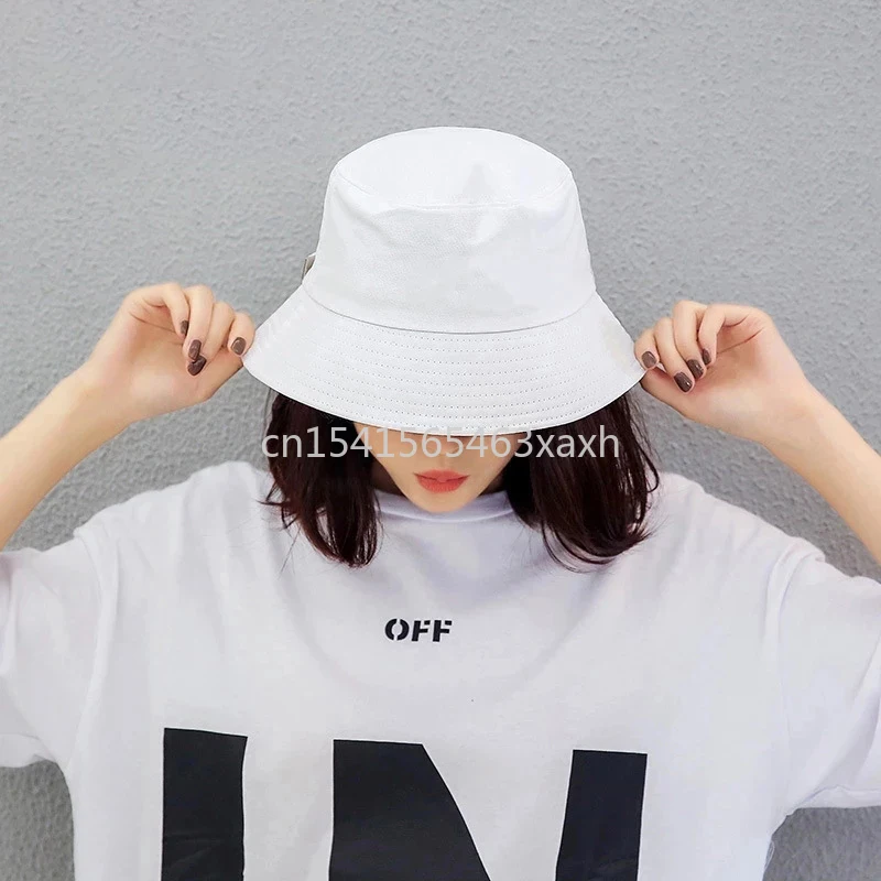 Black White Solid Bucket Hat Unisex Bob Caps Hip Hop Gorros Men women Summer Panama Cap Beach Sun Fishing Boonie Hat