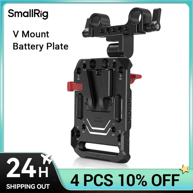 SmallRig V Mount Battery Plate, V-Lock Mount Battery Plate z zaciskiem pręta 15 mm i regulowanym ramieniem do zasilania - 2991