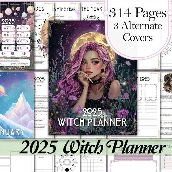 

2025 Witch Planner Goddess Plan Monthly, Weekly, Starry, Lunar Phase, Financial Planner