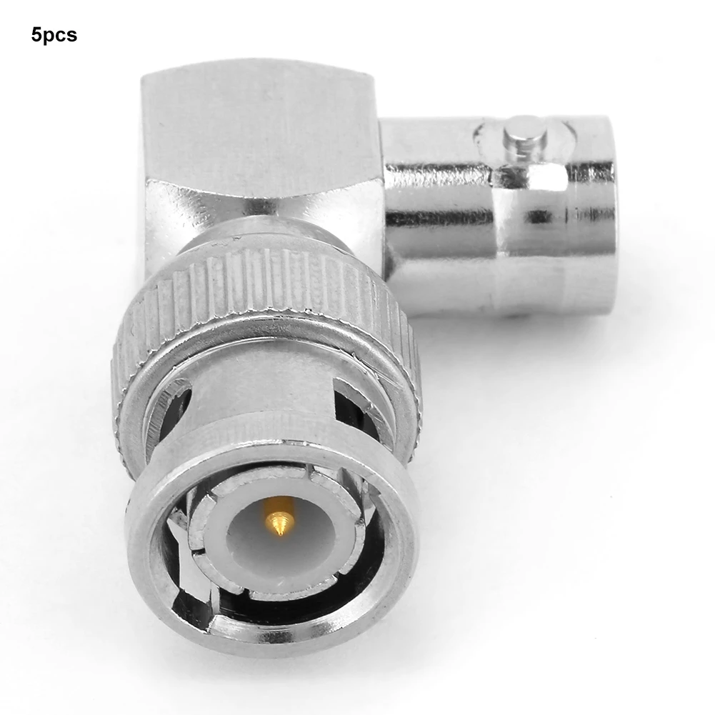 BNC Connector L Shape 90 Degree Brass BNC Male to Female Connector Coaxial Cable Wire Adapter BNC Male to Female Connector 5pcs