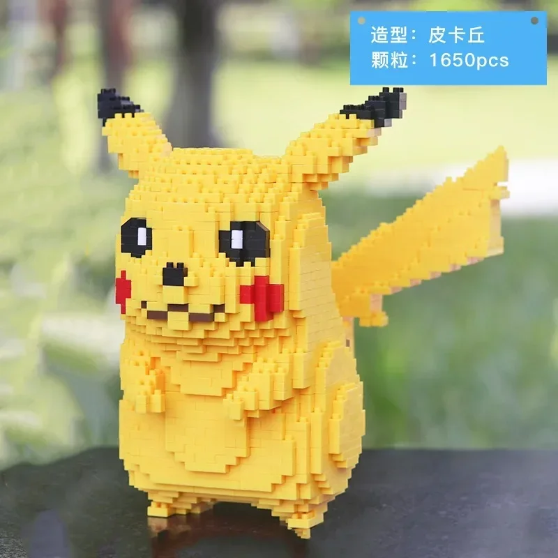 Pokemon Building Blocks Compatible Piggy Bank Cartoon Poke Anime Pikachued Diamond Mini Bricks Assembly Toy Ornaments for Gift