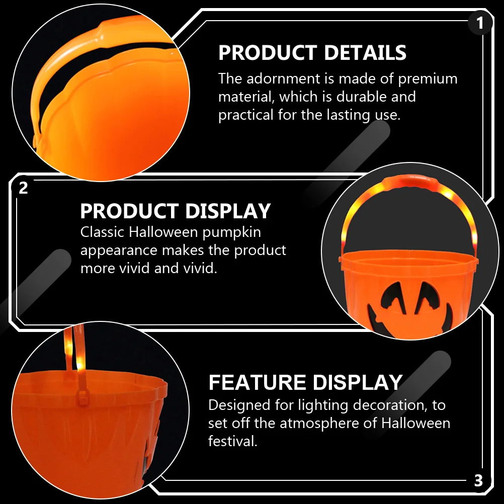 

2pcs Glowing Pumpkin Bucket Halloween Lantern Portable Pumpkin Lamp For Kids Party Home Window Hotel Tabletop Decoration