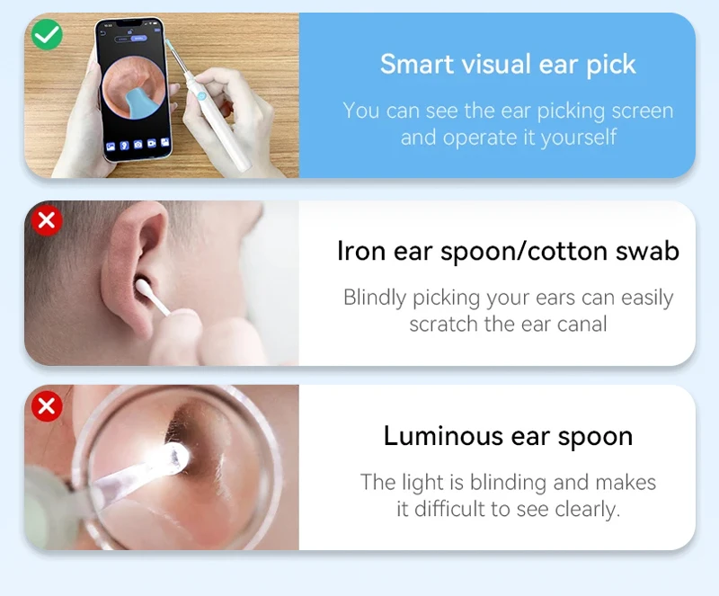 Generation-2, Visual Ear Wax Cleaner Camera Safe Earwax Removal Endoscope Ear Cleaning Tools Ear Care, Black, White Styles, Hot