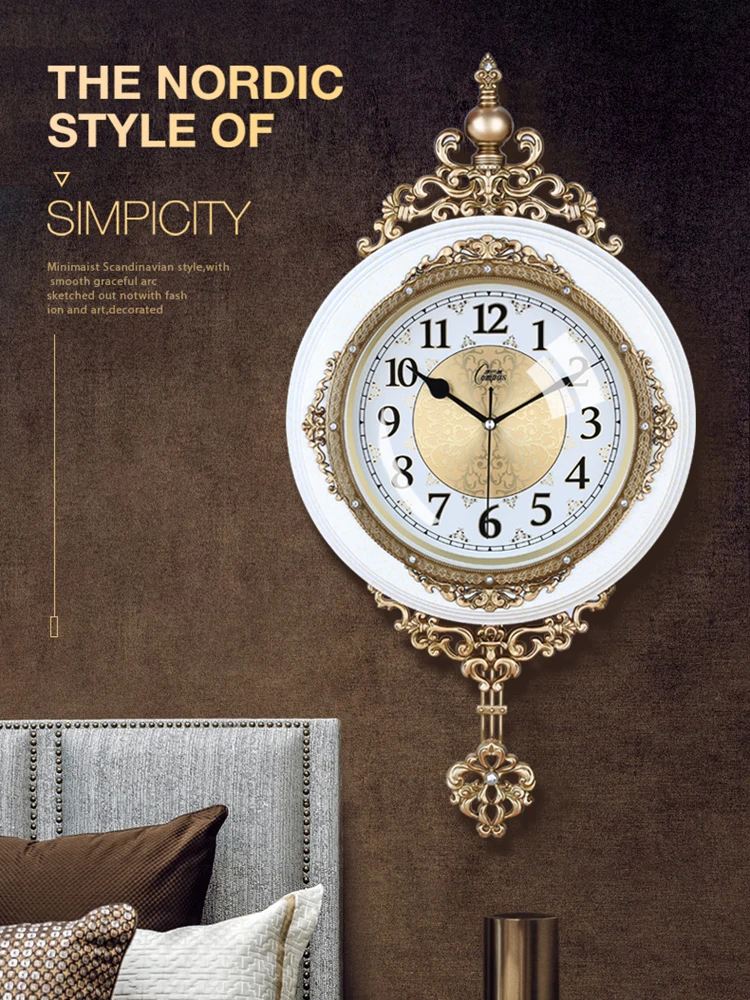Luxurious dec orationcharacteristics fashion swing clock rustic mute clock modern pendulum clock vintage quality quartz clock