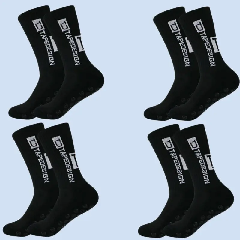 Calcetines de fútbol antideslizantes para hombre, medias deportivas de media pantorrilla, alta calidad, 4 pares, novedad