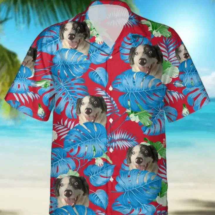 New Shirt T-shirt Trend Lapel 3D Digital Dog Print Top Custom Men's Cardigan