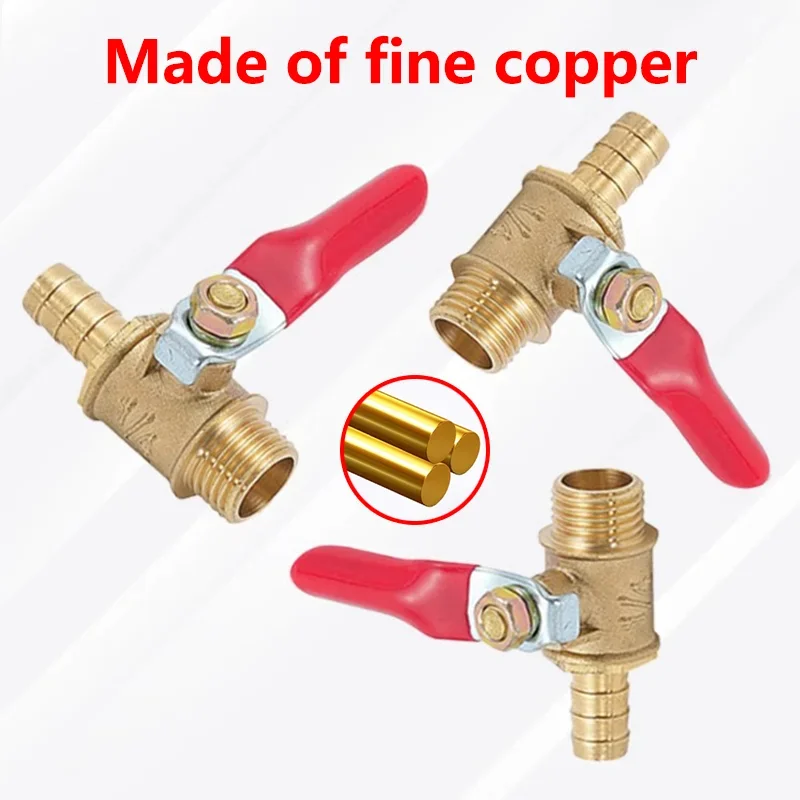 10pcs 1/8'' 1/2'' 1/4'' Male Thread Ball Valve 4-12mm Hose Barb Connector Joint Copper Pipe Fitting Coupler Adapter