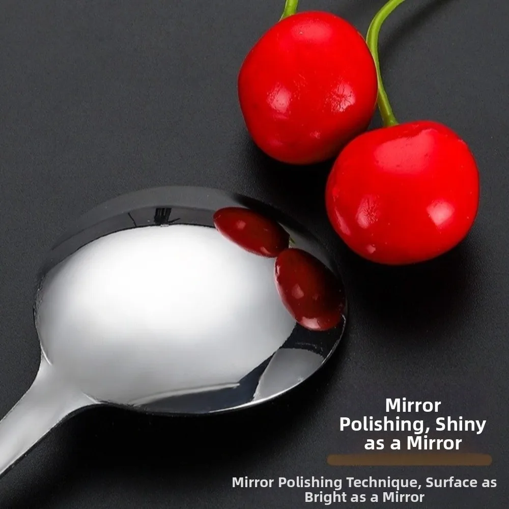 Kitchen Gadgets Round Head Soup Spoon Stainless Steel Long Handle Serving Spoon Colorful Deepened Rust-Proof Spoon Porridge