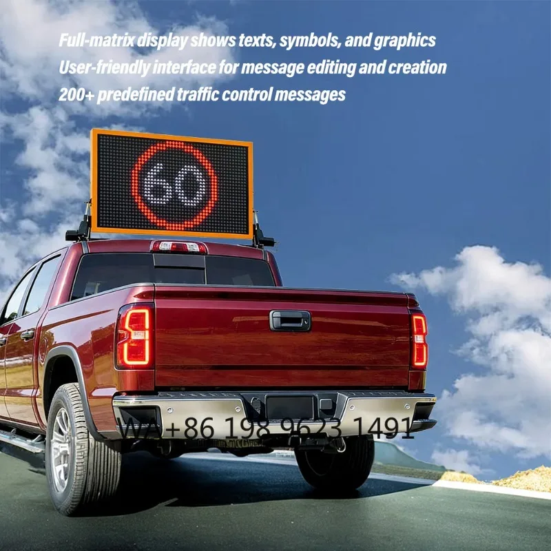 DC12V Aluminum Vehicle Mounted Full Color LED Traffic Display Road Safety Warning Portable Commercial Advertising Display Screen