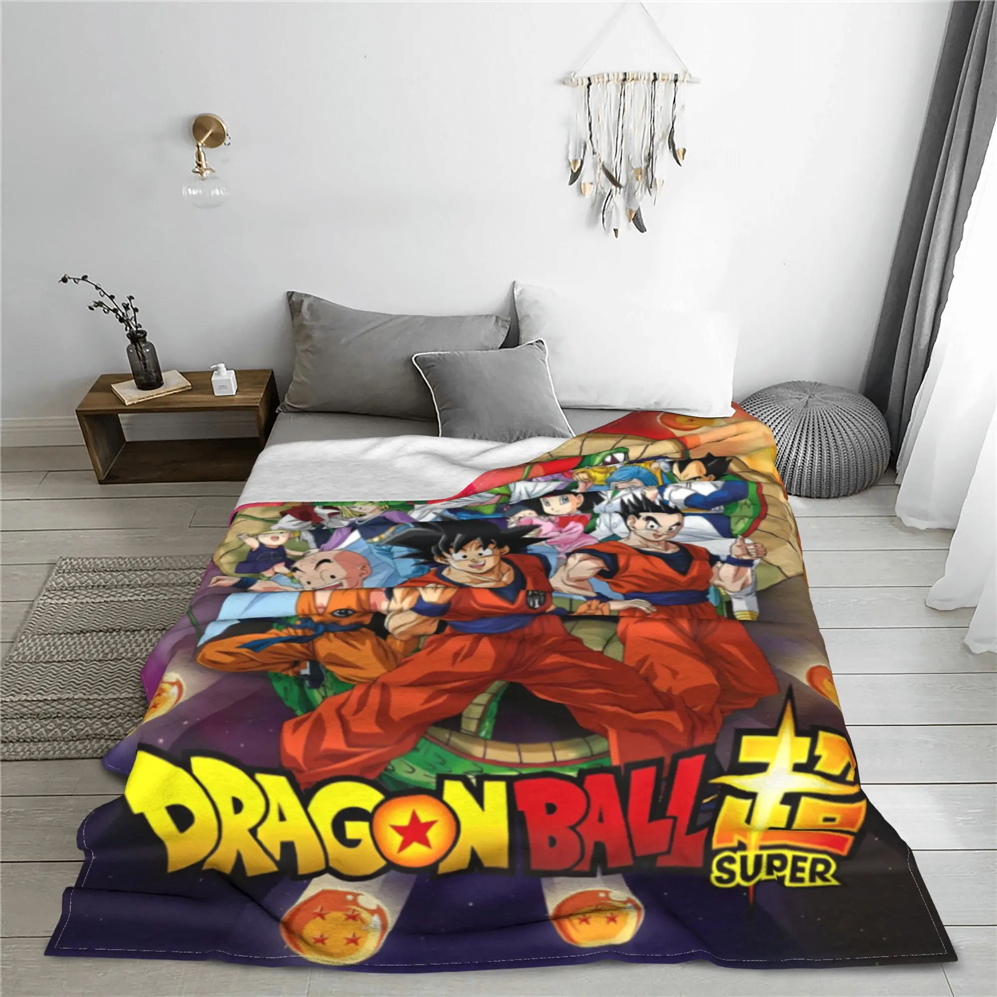 Dragon Ball Z DBZ selimut Anime DBZ Goku flanel selimut lempar hangat lucu untuk tempat tidur Sofa musim semi musim gugur