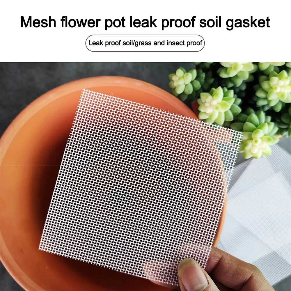 100Pcs Square Pot Hole Mesh Pad Anti-corrosion Insect Prevent Preventing Bonsai from Loss Flowerpot Gasket Prevent Soil Loss