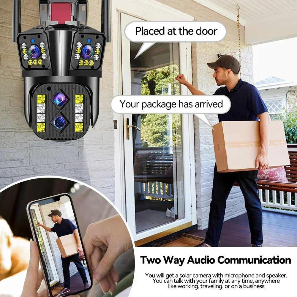 كاميرا واي فاي خارجية بعدسة مزدوجة 16 ميجابكسل 4K لاسلكية PTZ ملونة للرؤية الليلية أمن الوطن Survalance 10X زووم بصري كاميرا CCTV IP #6