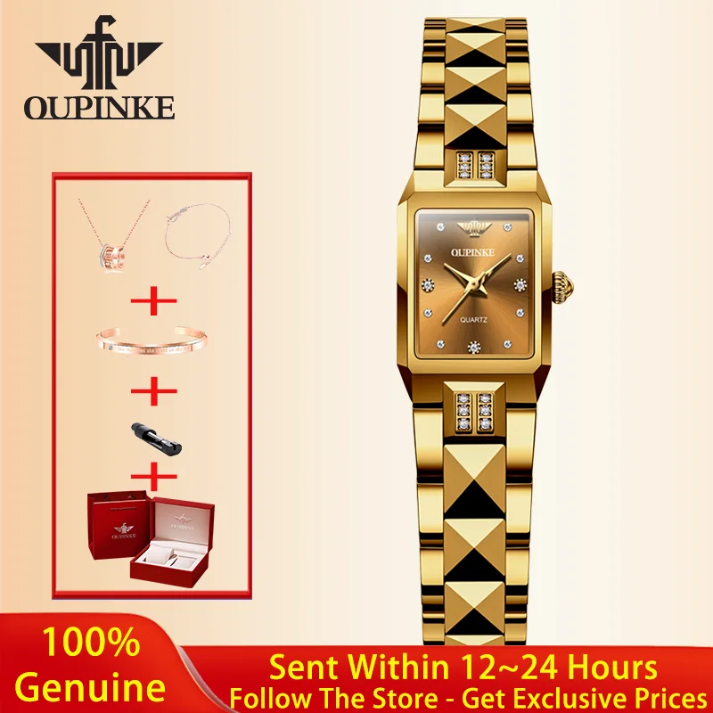 OUPINKE Women's Luxury Watch Original Deep Waterproof Diamond Tungsten Steel Watch Quartz Women Watch Gift Reloj Para Mmujer