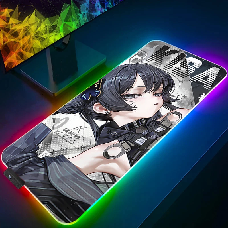 

RGB Large Mouse Pad Anime Sexy Girls Carpet Laptop Pc Gamer Keyboard Mat LED 900x400 Mousepad Edge White Tassel Rubber Table Mat