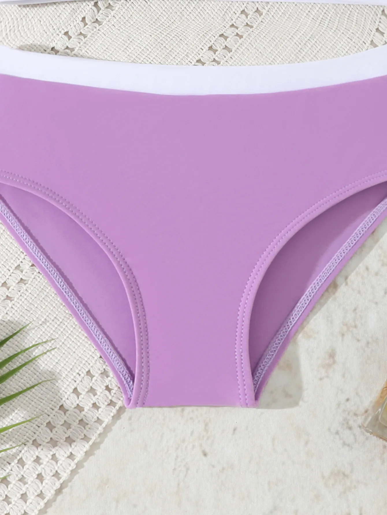 Süßer, einfarbiger Badeanzug für junge Mädchen, Sommer-Strandkleidung, 2-teiliger Tankini-Badeanzug für Mädchen im Alter von 8-12 Jahren – Detail 13
