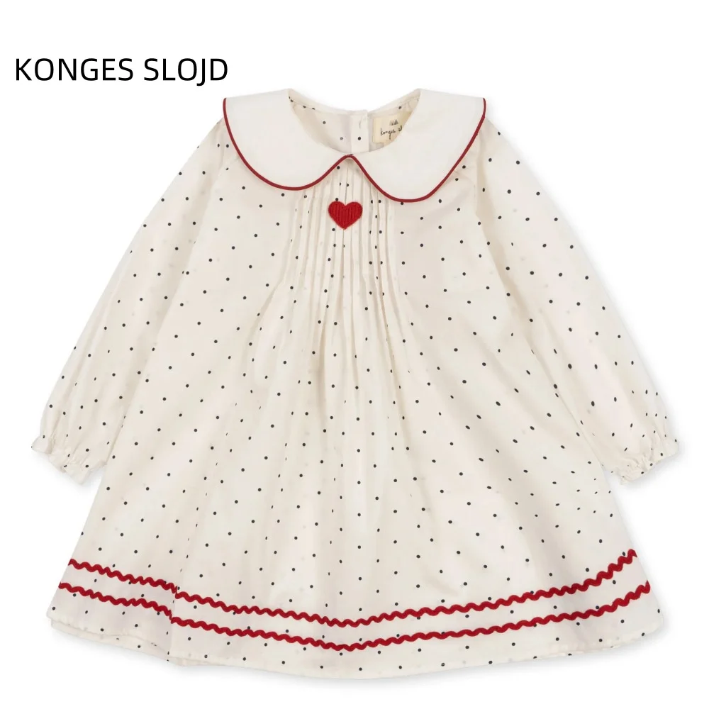 KONGES SLOJD Kids' Cotton Romper with Pockets And Wooden Buttons Baby Girl Summer Outfit 2-10 Years Old