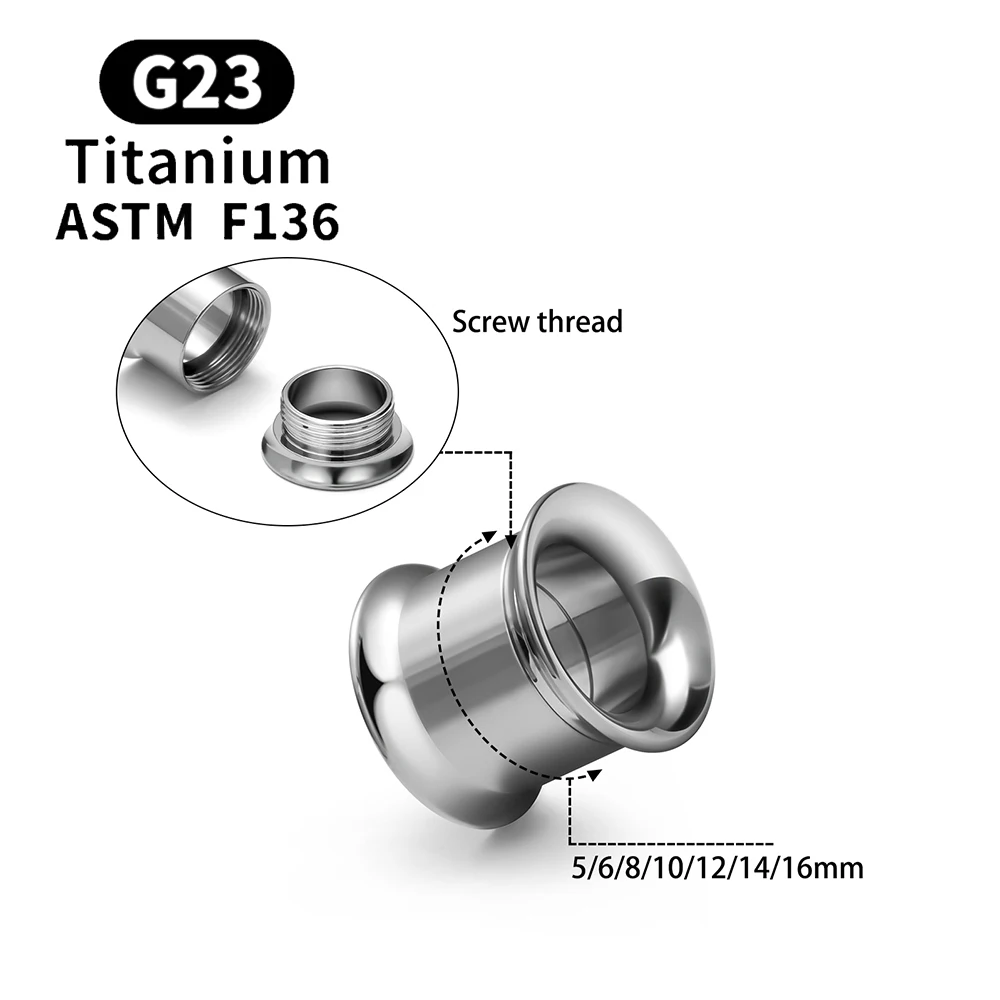 G23 Titan Schraube Fit Doppel Flare Ohr Flesh Tunnel Ohrring Plug Expander Keil Piercing Körper Schmuck Earlet Messgeräte – Detail 4