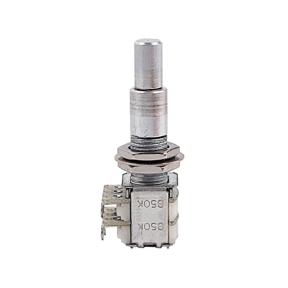 B50K Guitar Bass Pots Stacked Concentric Potentiometer Center Detent PG324 Silver Vintage Taper Smooth