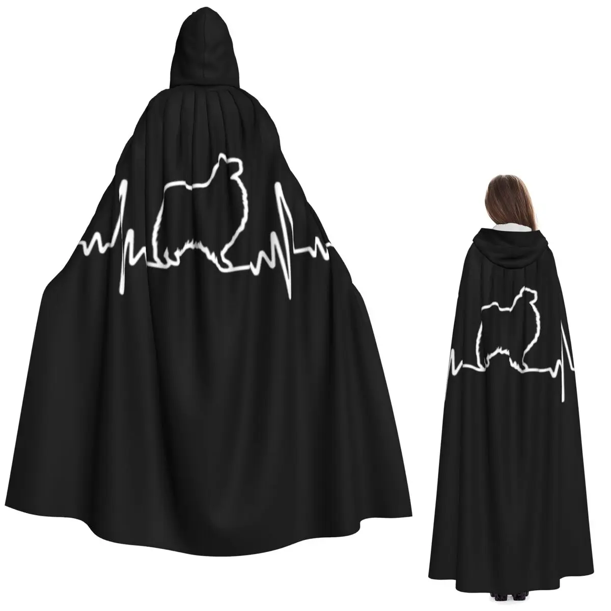 

Минималистичный сердцебиение, шетландская овчарка, длинный плащ с капюшоном, средневековый костюм ведьмы, накидка для косплея, пальто на Хэллоуин для взрослых, унисекс