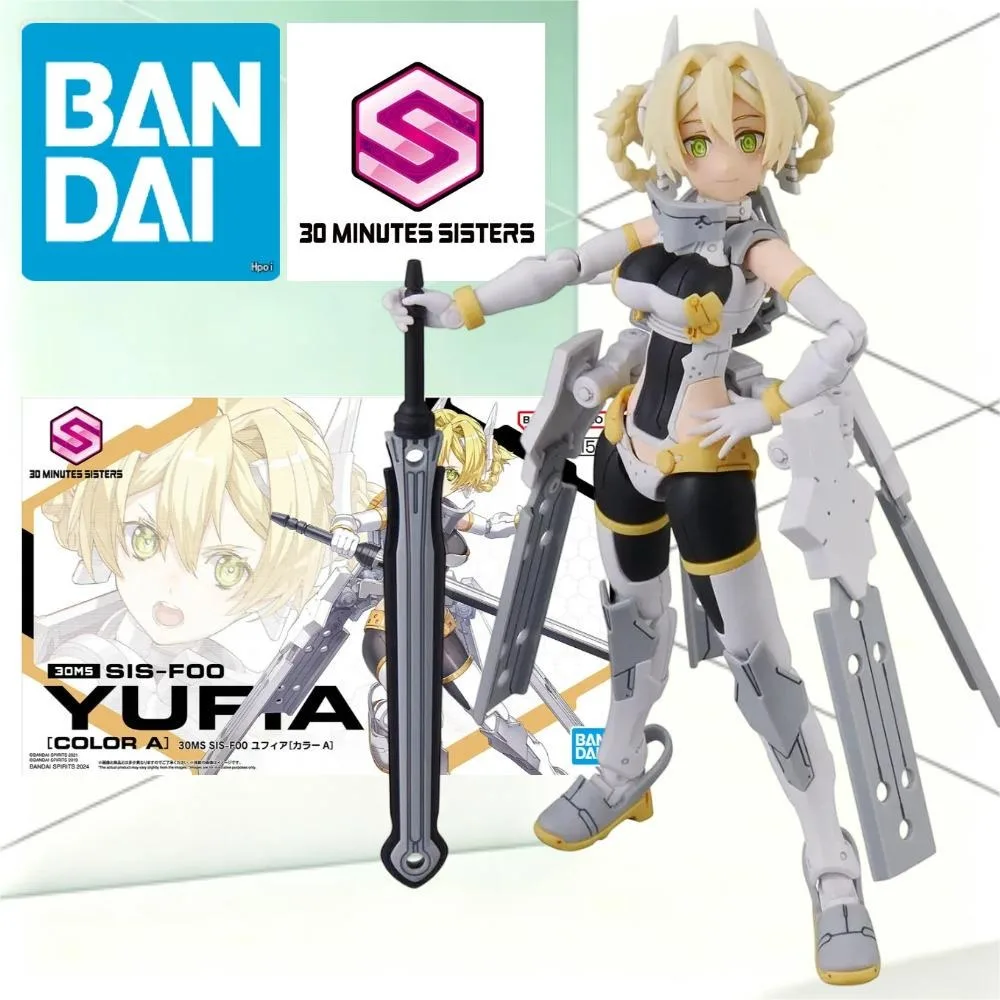 Bandai 30MS SIS‑F00 Yufia Color A White Gold Armor Girl Model With Multi‑Plate Decor Frame Hobby Assembly Display Gift
