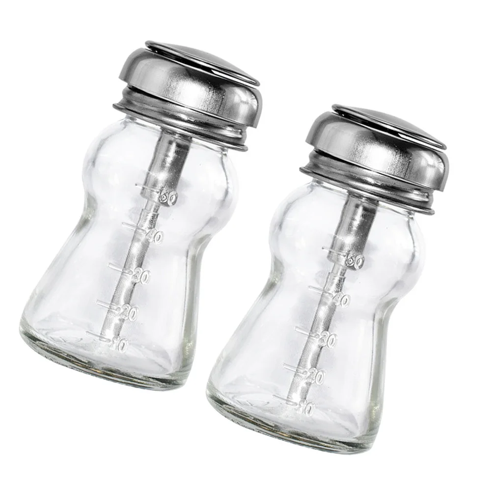 2 قطعة زجاجة مزيل طلاء الأظافر زجاجة مضخة زجاجية شفافة قابلة لإعادة الملء حاوية ضغط فارغة لمزيل ماكياج فن الأظافر