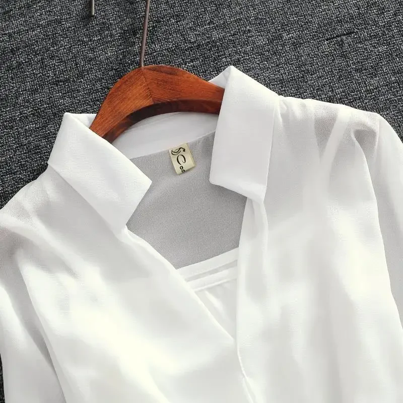 2025 พรหมโปร่งใสสีขาวElegantผู้หญิงฤดูร้อน 2 ชิ้นชุดชีฟองหลวมTulleชุดราตรีสําหรับสตรี