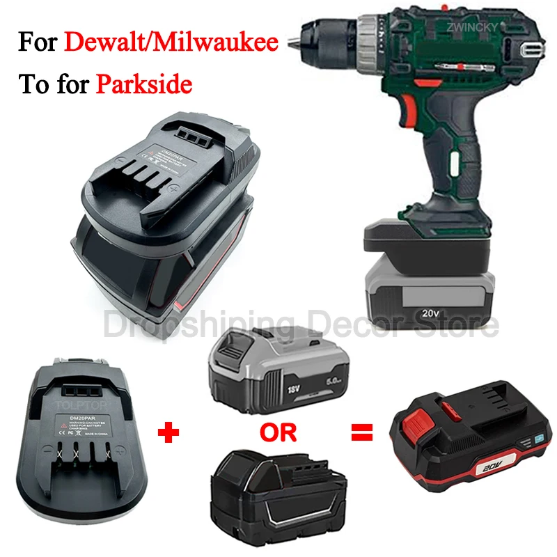 

Battery Adapter Converter For Dewalt/Milwaukee 18V 20V Lithium Battery to for Parkside 20V Lithium Battery Power Tools