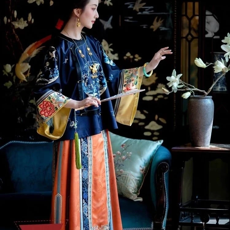 China Print Heavy Embroidery Qing Dynasty Clothing Hanfu National Style Ancient Costume Modified Chinese Vintage Tangsuit Coat