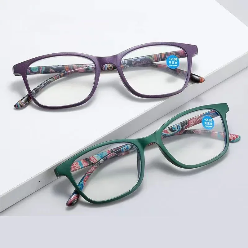 Fashion Women Reading Glasses Flower Print Resin Read Eyeglasses Magnifying Presbyopic Eyewear +1.0~+4.0 Reading Glasses Women