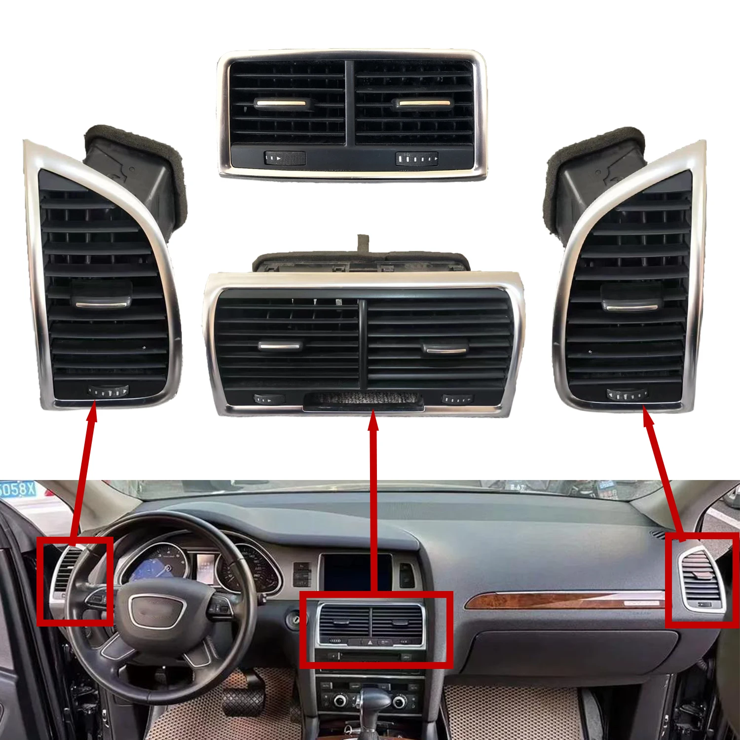 1PCS OEM 90%-95% Air Conditioner Vent A/C For Audi Q7 4L 2007-2015 Front Rear Panel Dash Louver Air Conditioner Vent A/C Outlet