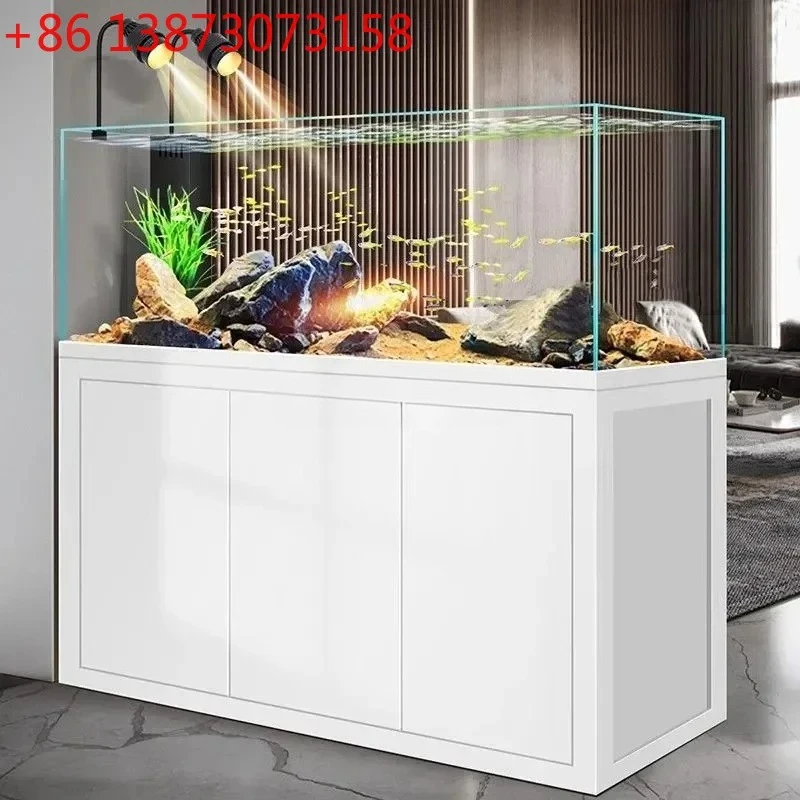 Living room ecological stream tank ultra-white glass household large bottom filter aquarium