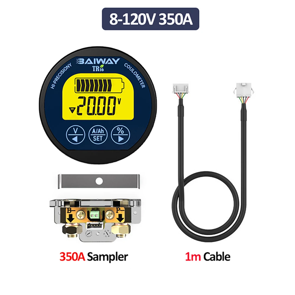 TR16H High-precision Waterproof Coulometer 8-120V 50A/100A/350A Li-ion Lithium iron phosphate Lead Acid Battery Capacity Tester